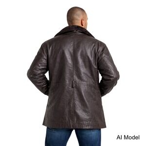 Y2K Tannery West Leather Jacket XL Brown Faux Fur Collar Quilted Utility Vintage